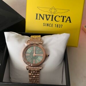 Invicta Rose Gold Watch with Green Face